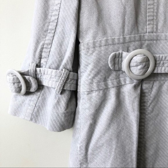 ANTHROPOLOGIE Elevenses Fine Ribbed Double Breasted Cotton Jacket Gray Sz 0 - Picture 2 of 9